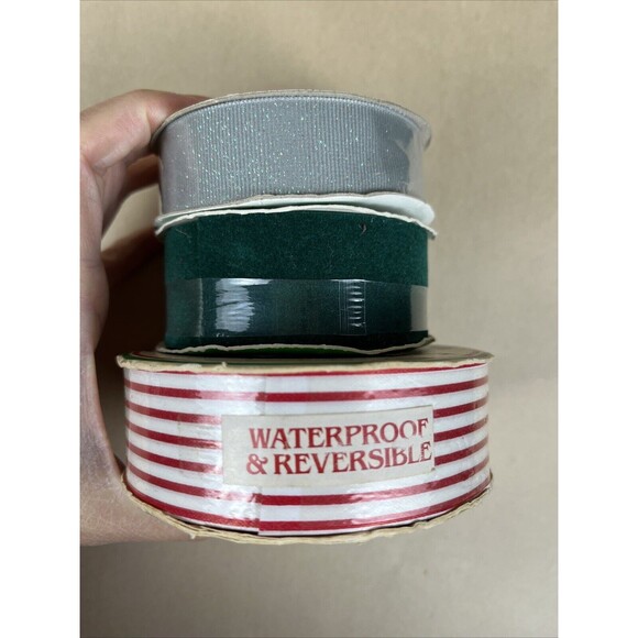 Vintage‎ New Crafting Holiday Christmas Ribbon Lot, Wire Edge Ribbon Floral - Picture 4 of 10